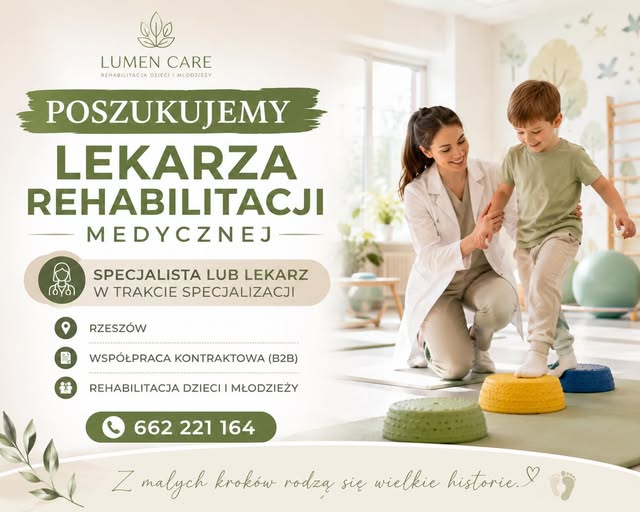 Lumen Care — poszukujemy lekarza rehabilitacji medycznej do pracy z dziećmi i młodzieżą